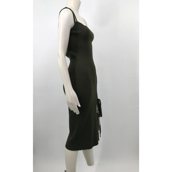 Cider Green Rib Knit One Shoulder Sleeveless Sweater Dress 1XL Bodycon Stretch - Picture 6 of 9